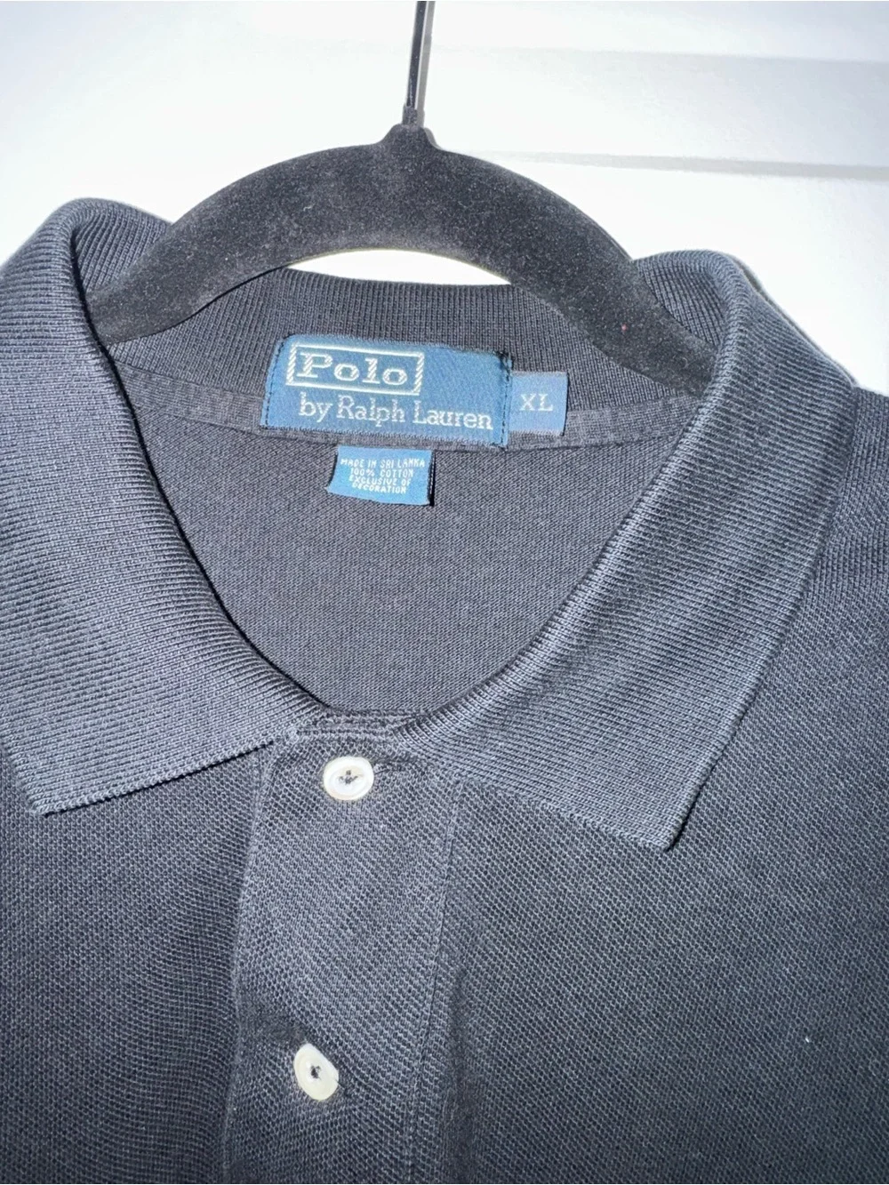 Polo Ralph Lauren Black Long Sleeve Polo Shirt Red Pony Men’s Size XL Classic